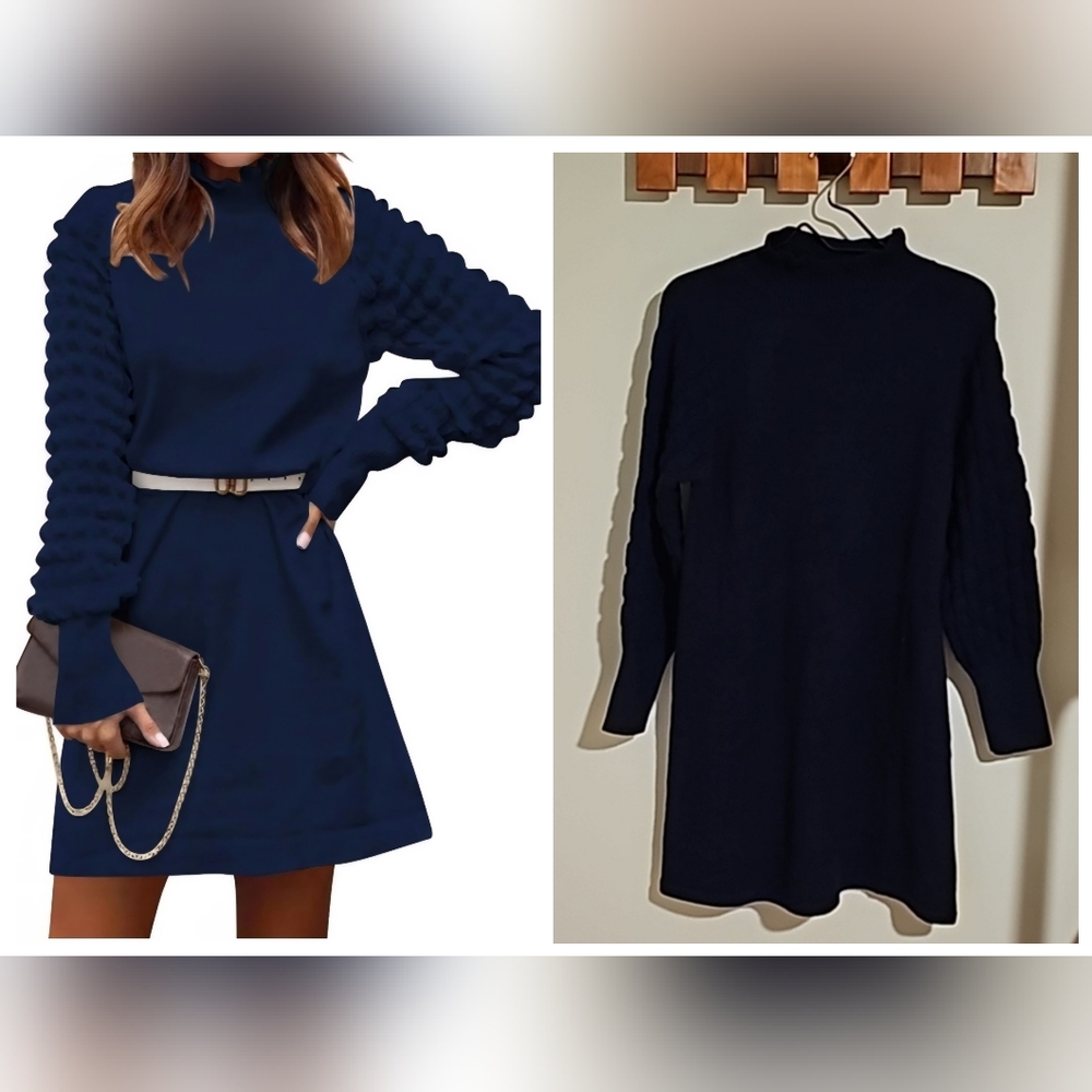 Navy Blue Sweater Dress, Small/medium